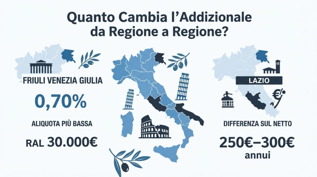 infografica per Quanto Cambia l'Addizionale da Regione a Regione