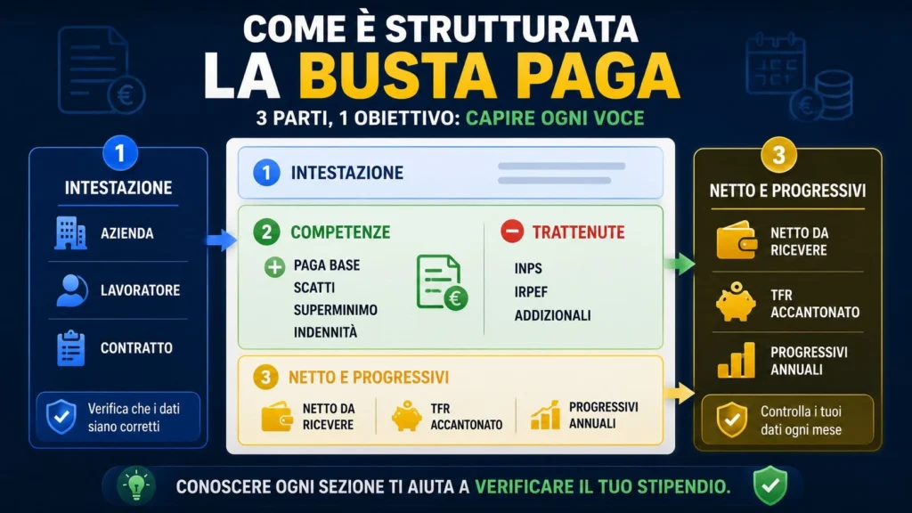 infografica per Come È Strutturata la Busta Paga