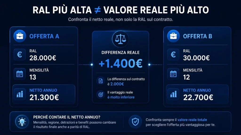 infografica per Confronto offerte analizza il netto annuo